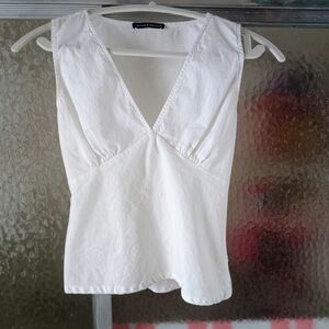 Brandy Melville White V-Neck Tank Top Size XS/S